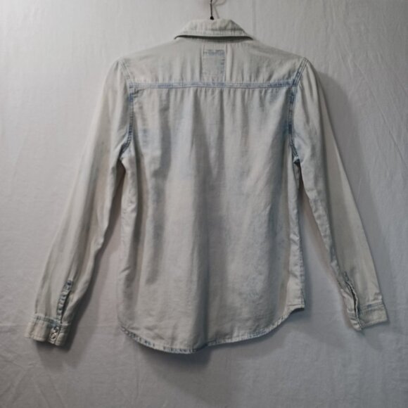 Special A Los Angeles Shirt Bleached Chambray Button Front Long Sleeve Womens Sm - Picture 8 of 9